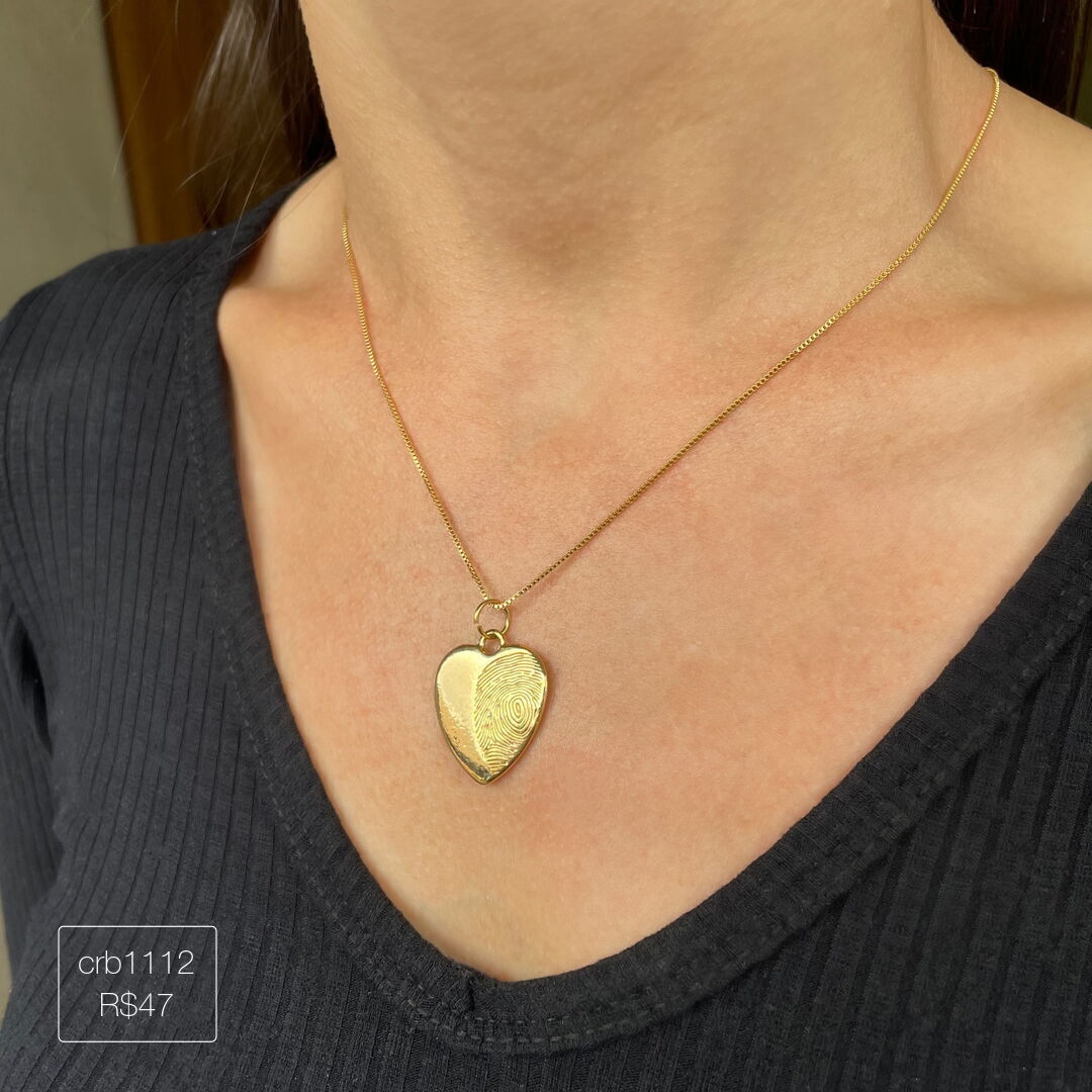 Colar Coração Impressão Digital